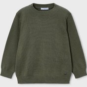 Resim Erkek Çocuk Bisiklet Yaka Basic Triko Kazak - Yeşil Charcoal Melange 