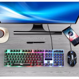 Resim Mkey MK-111 LED Kablolu Oyuncu Klavye Mouse Set 