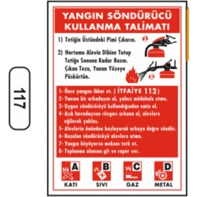 Resim Yangın Söndürücü Kullanma Talimatı Uyarı Ikaz Levhası 