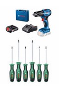 Resim Bosch Gsb 185-li Darbeli Kömürsüz Tek Akü ve Bosch 6 lı Tornavida Seti Hediye 