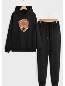 Resim Girl Gang Baskılı Eşofman Takımı Siyah 