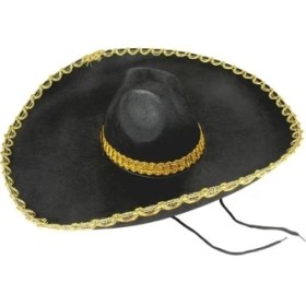 Resim Sombrero Meksika Şapkası Altın Şeritli Yetişkin Boy 