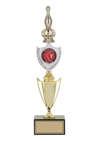 Resim Odak Kupa - Figürlü Kupalar - Bowling / Labut Figürlü Kupalar Fg-042 C - 39 Cm Altın - Beyaz 