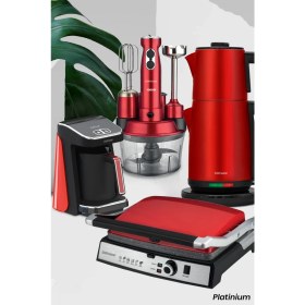 Resim Platinium Kırmızı Elektrikli Mutfak Çeyiz Seti 4 Lü Evlilik Paketi 