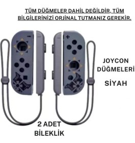 Resim Cosmostech Ns Switch Uyumlu 2'li J-C Joycon Pad Controller Gamepad oyun kolu Siyah Desenli 