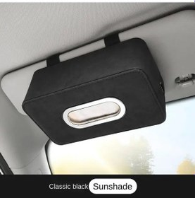 Resim Chuangyinshop Lüks Pu Deri Araç Güneşlik Mendillik Kutusu Siyah Universal Arka Koltuk Başlık Organizer 