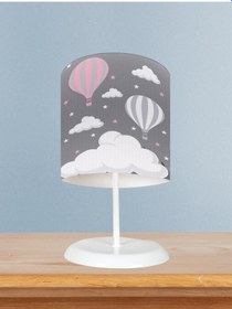Resim Mekta Home Bebek Ve Çocuk Odası Büyük Bulut Ve Uçan Balon Desenli Abajur 