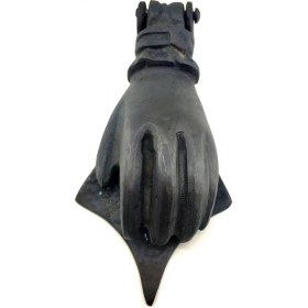 Resim Hobilinka Antika Tarz Dekoratif Pirinç El Kapı Tokmağı, Taktak - 167X75 Mm, Oksit 