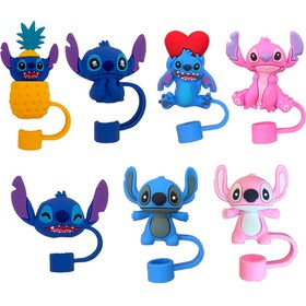 Resim DISNEY 7 Parça Pipet Kapakları Dikiş Karikatür Silikon Toz Geçirmez Kılıf Süt Çayı Bardağı İçecek Kupası Su Bardağı Pipet Koruyucu 