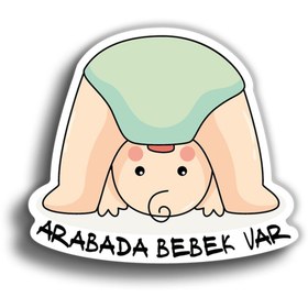 Resim Arabada Bebek Var 10x9 cm Sticker 