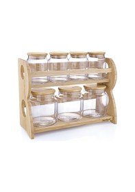 Resim Bambum Bench Standlı 8 Parça Cam Baharat Takımı Bambu 