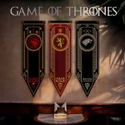 Resim 3 adet 30.0 x 100.0 cm Polyester Bayrak Seti, Stark, Lannister, Targaryen Odası Dekorasyonu, Yatak Odası Dekorasyonu, Ev Dekorasyonu, Doğum Günü Parti Bayrakları 