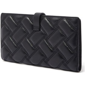 Resim Kurt Geiger Quilted Soft Leather Wallet, Yumuşak Kuzu Derisi Kartlık Siyah 