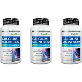Resim Calcium Magnesium Zinc Plus Vitamin D3 K2 100 Tablet 3 Adet 