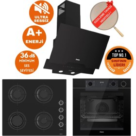 Resim Ferre Fryart&silentart-Steamart Himo Ultra Sessiz Siyah Ankastre Set (D063-SA + QEP64CS + CS205-FA) 