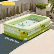 Resim Geniş Şişme Havuz - Sağlam PVC Yapı, Hızlı Kurulum & Taşınabilir Dikdörtgen Yerüstü Spa, Katlanabilir Tasarım İç/Dış Mekan Kullanımı için - Bahçe Partileri, Seyahatler, Çocuklar ve Yetişkinler için Toksik Olmayan Yüzme Havuzu, Aile Buluşmaları, Yaz Eğlencesi, Oyun Dolu Dinozor Temalı, Güvenli Su Oyunları, Dayanıklı Yapı 