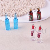 Resim 1 Çift 3D Bira & Vodka Şişesi Reçine Sallantılı Küpeler - Mavi, Yeşil ve Kırmızı Şişe Şeklinde Kapaklı Küpeler, Günlük Kullanım için Hafif Kadın Moda Takıları & Partiler, Parti Aksesuarları, Eğlenceli Tasarım, Dayanıklı İşçilik 
