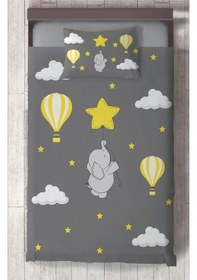 Resim Mekta Home Bebek Ve Çocuk Odası Fil Yıldız Ve Uçan Balon Desenli Yatak Örtüsü Renkli 