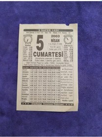 Resim 5 Nisan 2003 Takvim Yaprağı - Nostaljik Koleksiyonluk Takvim Yaprağı 