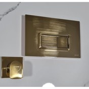 Resim VitrA Loop R 7400680 Soft Fırçalı Altın Kumanda Paneli & Artema Ankastre Stop Valf 