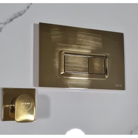 Resim VitrA Loop R 7400680 Soft Fırçalı Altın Kumanda Paneli & Artema Ankastre Stop Valf 
