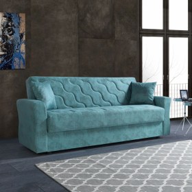 Resim Eymense Milan Çekyatlı Mavi Üçlü Kanepe Çekyat 