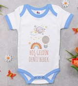 Resim Bitmeyen Kartuş Bk Kids Hoş Geldin Bebek Tasarımlı Mavi Bebek Body Zıbın-7 