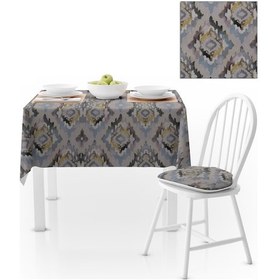 Resim Baklava Dilimi Desenli Vizon Hardal Dijital Baskılı Petek Dokuma Masa Örtüsü 140x260 