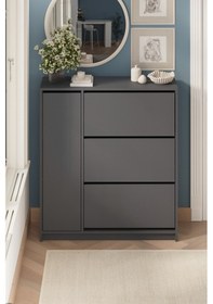 Resim Düşer Kapak Ayakkabılık 4 Kapaklı 6 Bölmeli Kayar Raflı Ayakkabılık Gizem Antrasit Antrasit - Gri 