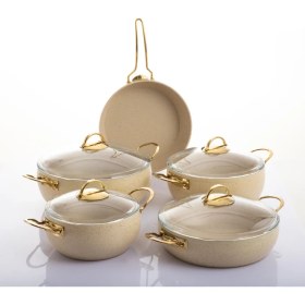 Resim Evren 9 Parça Cream Güveç Tencere Seti 