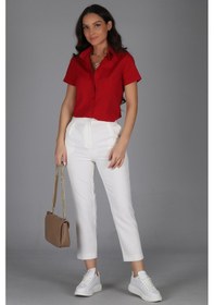 Resim Sweetness Kadın Bordo Kısa Kollu Likralı Gömlek Bordo 