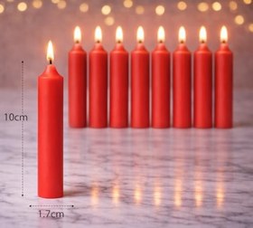 Resim 10’lu Kırmızı Dilek Mumu Seti - Kaliteli ve Pürüzsüz Dış Yapılı, İçten Yanan Fitilli, Silindir Blok Tasarımlı, Dekoratif ve Ritüel Kullanımına Uygun Mumlar 