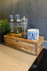 Resim Genel Markalar Tahta Sandık Çok Amaçlı Organizatör Mutfak Banyo Organizatör Sunum Standı 