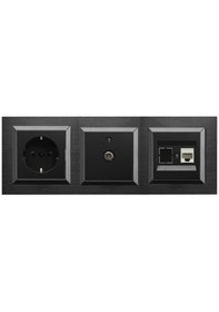 Resim Ovivo Quantum Siyah 3'lü Set Topraklı Priz, F Konnektör Ve Cat5 D 