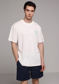 Resim Comfort Fit Yuvarlak Yaka Düz Erkek Beyaz Kısa Kol Tişört Colin's