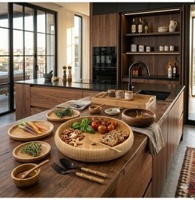 Resim Mien Bambu Çukur Tabak - 20x3,5 Cm - Doğal Ahşap Çerezlik Ve Sunum Kasesi Kahverengi 