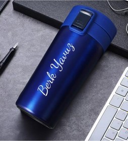 Resim Kişiye Özel 400 Ml Mavi Çelik Termos 