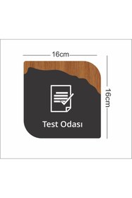 Resim zafrakreklam Ofis -Kapı İsimliği, Yönlendirme Levhası 16x16Cm Antrasit - CEVİZ - TEST ODASI 
