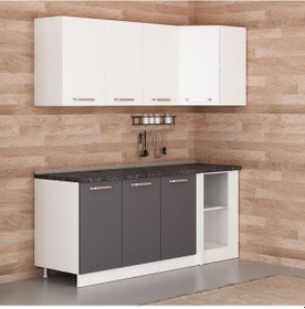 Resim Minar 195cm Köşe Mutfak Dolabı - Beyaz/antrasit K195-a1 