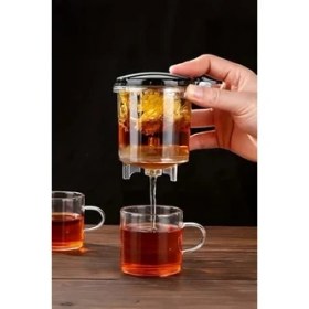 Resim Storemax Sihirli Borosilikat Cam Demlik 900 ml Dayanıklı & Tek Tuşla Demleme 