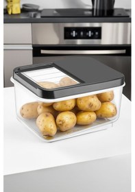 Resim Meleni Home Sürgülü Kapak Sebzelik Patates Soğan Sebze Saklama Kabı Erzak Saklama Kabı Antrasit 16 L Antrasit 