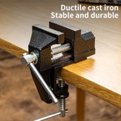 Resim 1 Adet Dayanıklı Metal Bank Mengenesi - Ayarlanabilir Dökme Demir Çene ile Kompakt Ağır Hizmet Tipi Masa Mengenesi, Evde DIY, İnşaat, Ahşap İşleri ve Elektronik Projeler için İdeal 