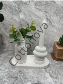 Resim Cottonova C11 Dekoratif Vazo Mumluk Ve Yalancı Mum 