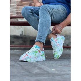Resim Yeşil Boyalı Erkek Casual Ayakkabı 