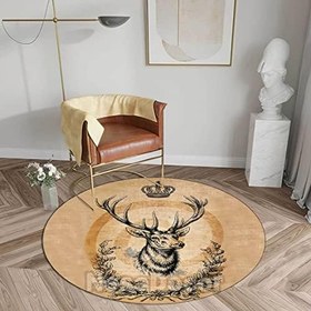 Resim Kahverengi Zeminde Geyik Kafası Noel Dekorasyonları İçin Süslemeleri Yeni Yıl Halısı Dijital Baskı Yeni Yıl, Yılbaşı Dekoru (180 x 230 cm) 