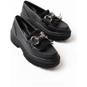 Resim 749-750 Siyah Tokalı Günlük Yüksek Tabanlı Loafer Ayakkabı Çok Renkli 