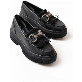 Resim 749-750 Siyah Tokalı Günlük Yüksek Tabanlı Loafer Ayakkabı Çok Renkli 