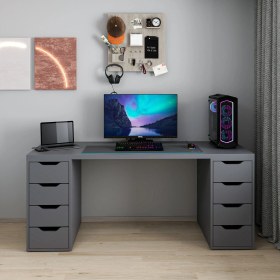 Resim Alen 180 cm 8 Çekmeceli Geniş Çalışma & Oyuncu Masası - Antrasit 
