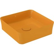 Resim Bocchi Slim Line Kare Lavabo 38x38 Cm Parlak Mandalina Sarısı 