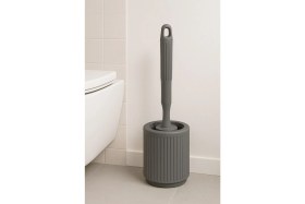 Resim Lines Serisi Gri Banyo Seti, 5 Parça Oval Akrilik 4 Litre Çöp Kovası, Sabunluk, Fırçalık Takımı 